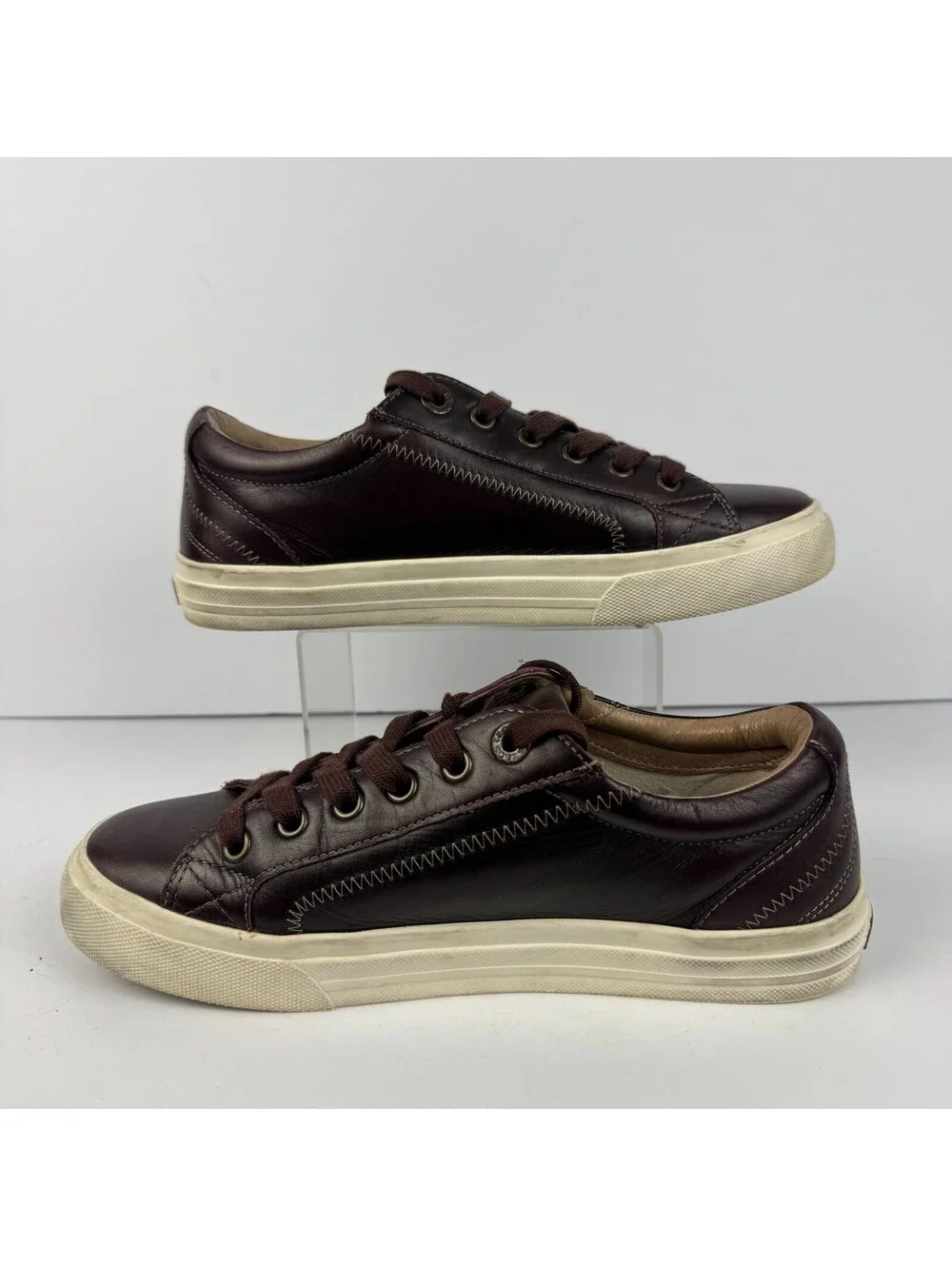 Taos Plim Soul Lux Womens 8 Merlot Plum Leather Sneakers Shoes PLX-13994A